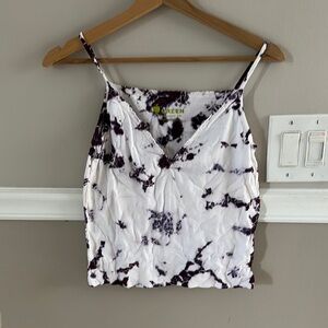 Green Los Angeles Tie-Dye Women's Top - Purple and White with crochet trim Sz M